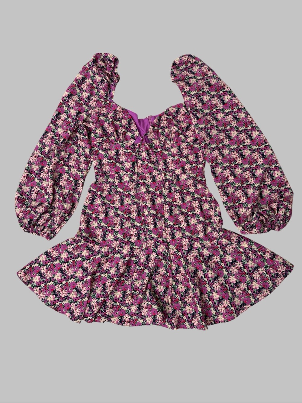 Showpo. Purple Floral Long-Sleeve Mini Dress